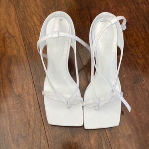 White strappy sandal heels